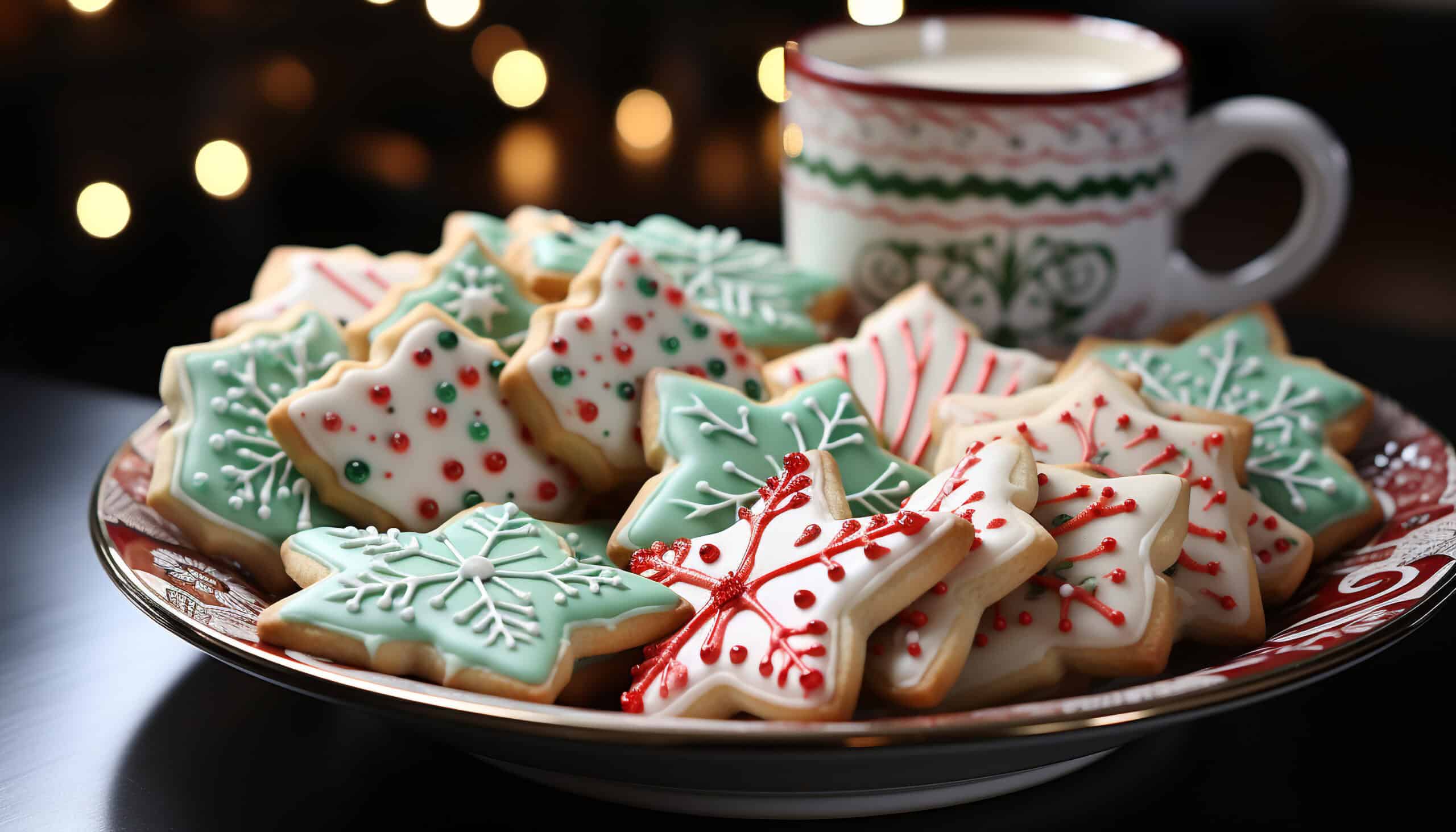homemade gingerbread cookies decorate the christmas tree generated by ai